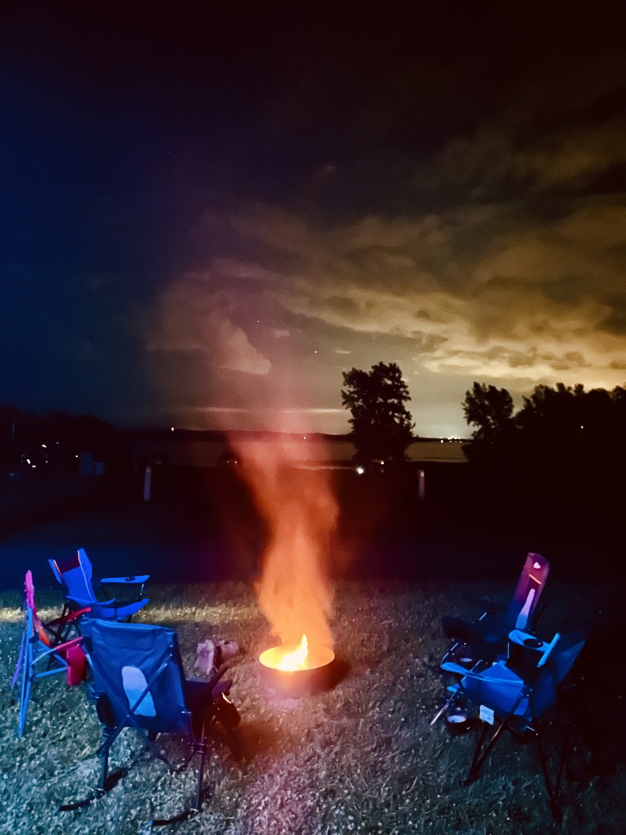 Campfire at dusk